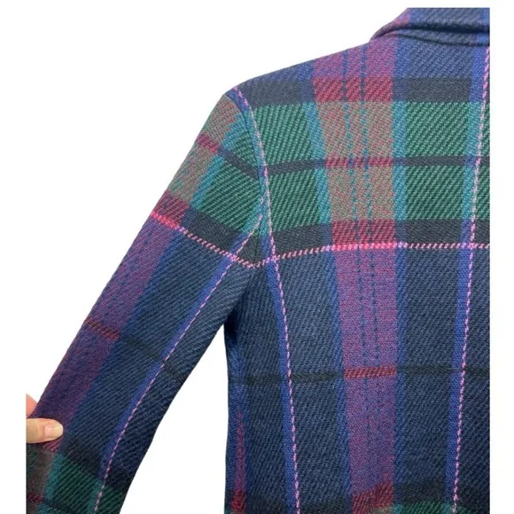 Talbots Weekend Plaid Merino Sweater Jacket XS