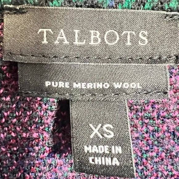 Talbots Weekend Plaid Merino Sweater Jacket XS