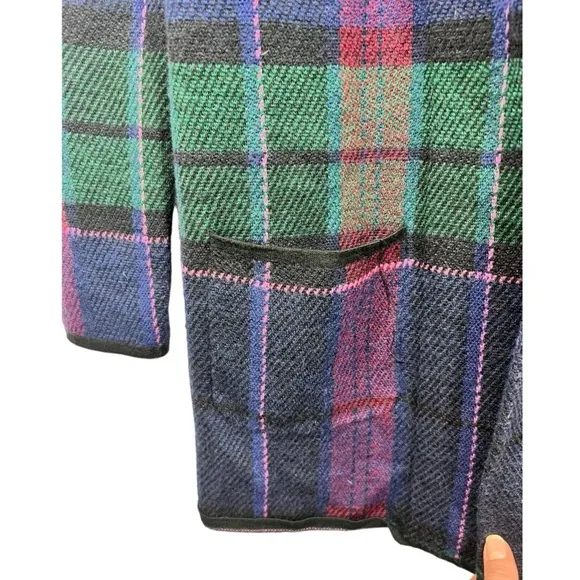Talbots Weekend Plaid Merino Sweater Jacket XS