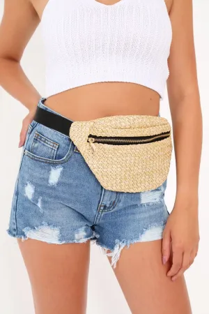 Tan Straw Belted Bum Bag - Breslin