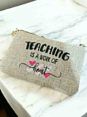 'Teaching is a Work of Heart' Beige Bag