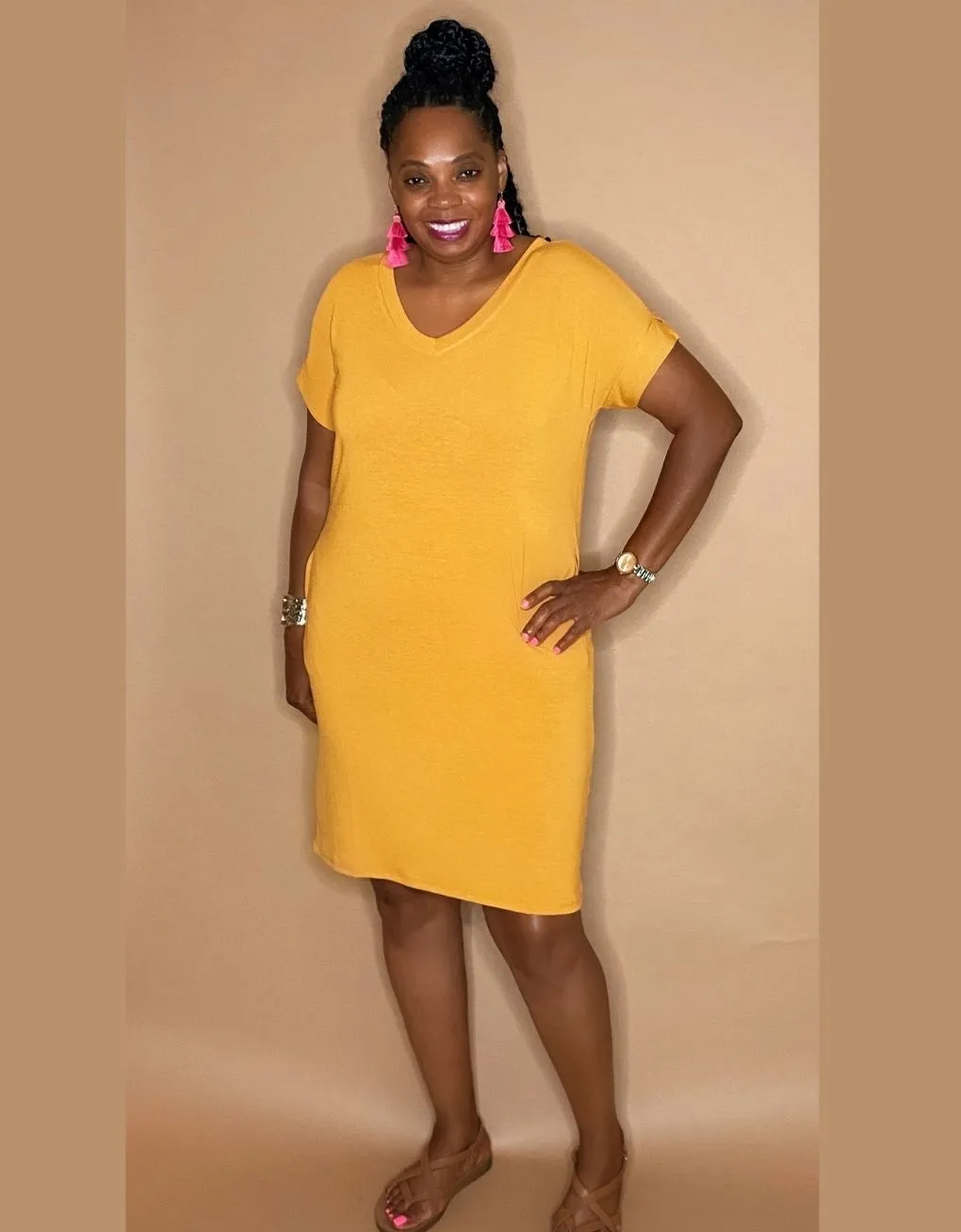 The Weekend Dress Mustard Curvy