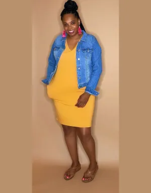 The Weekend Dress Mustard Curvy