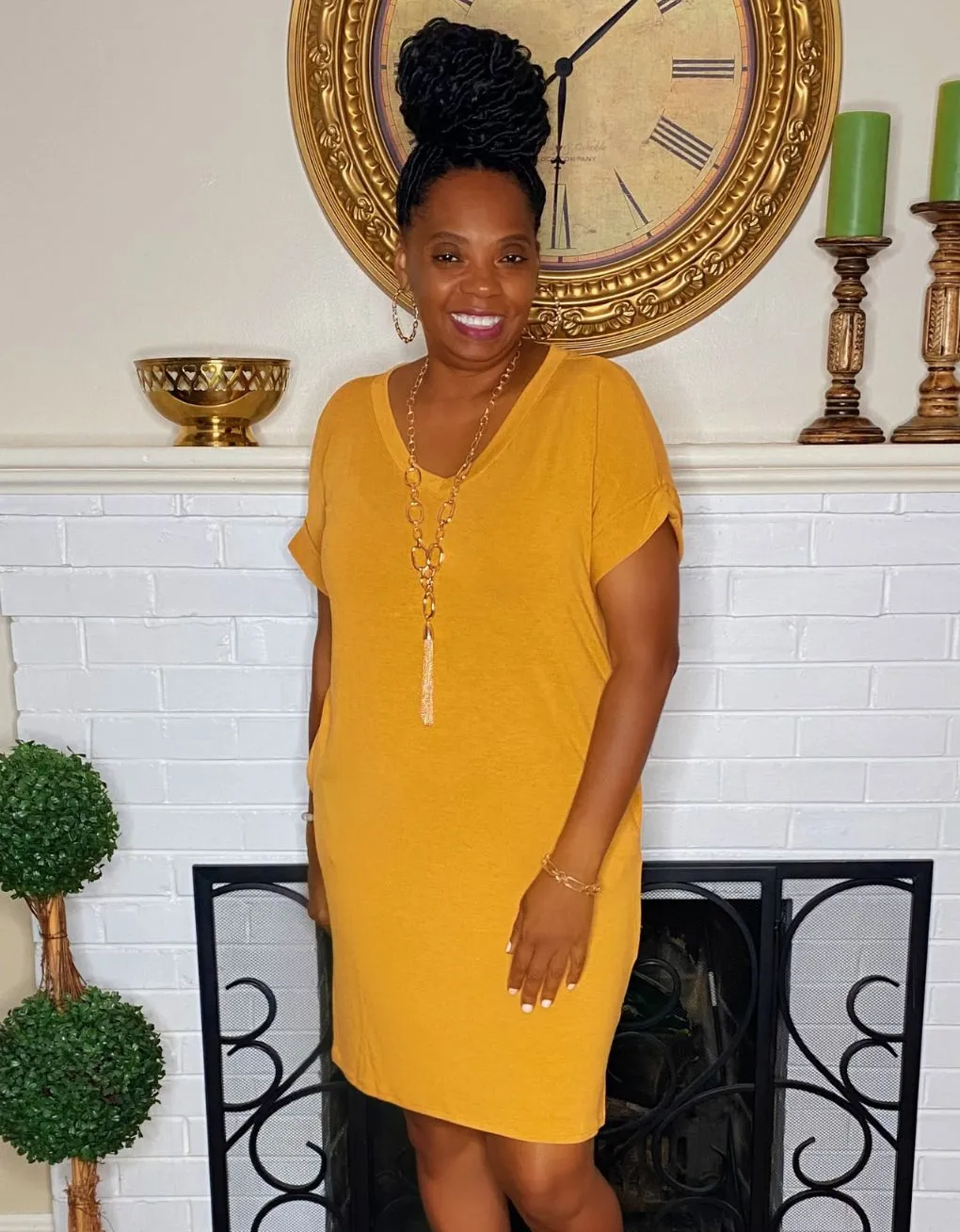 The Weekend Dress Mustard Curvy