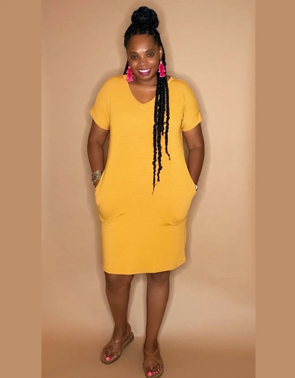 The Weekend Dress Mustard Curvy