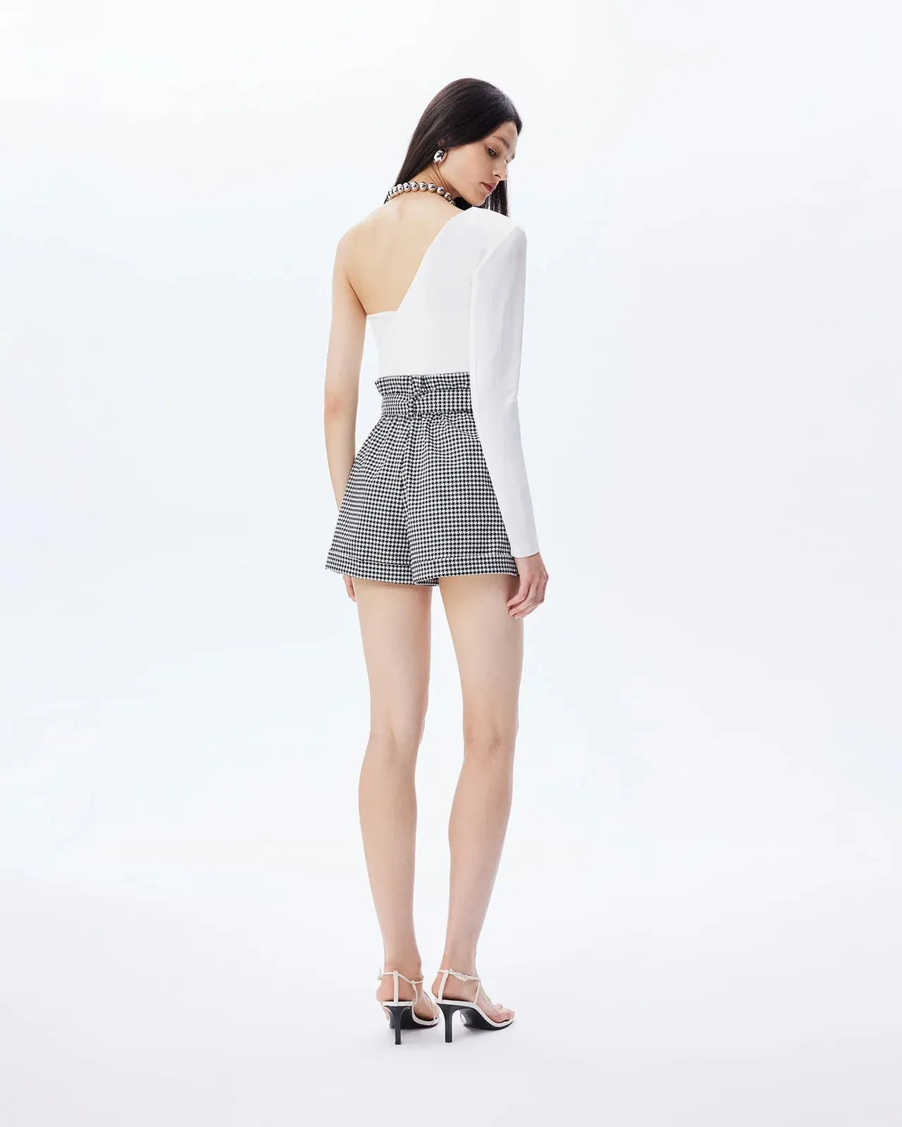 THEO Erato Paper Bag Houndstooth Short