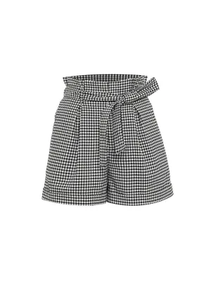 THEO Erato Paper Bag Houndstooth Short