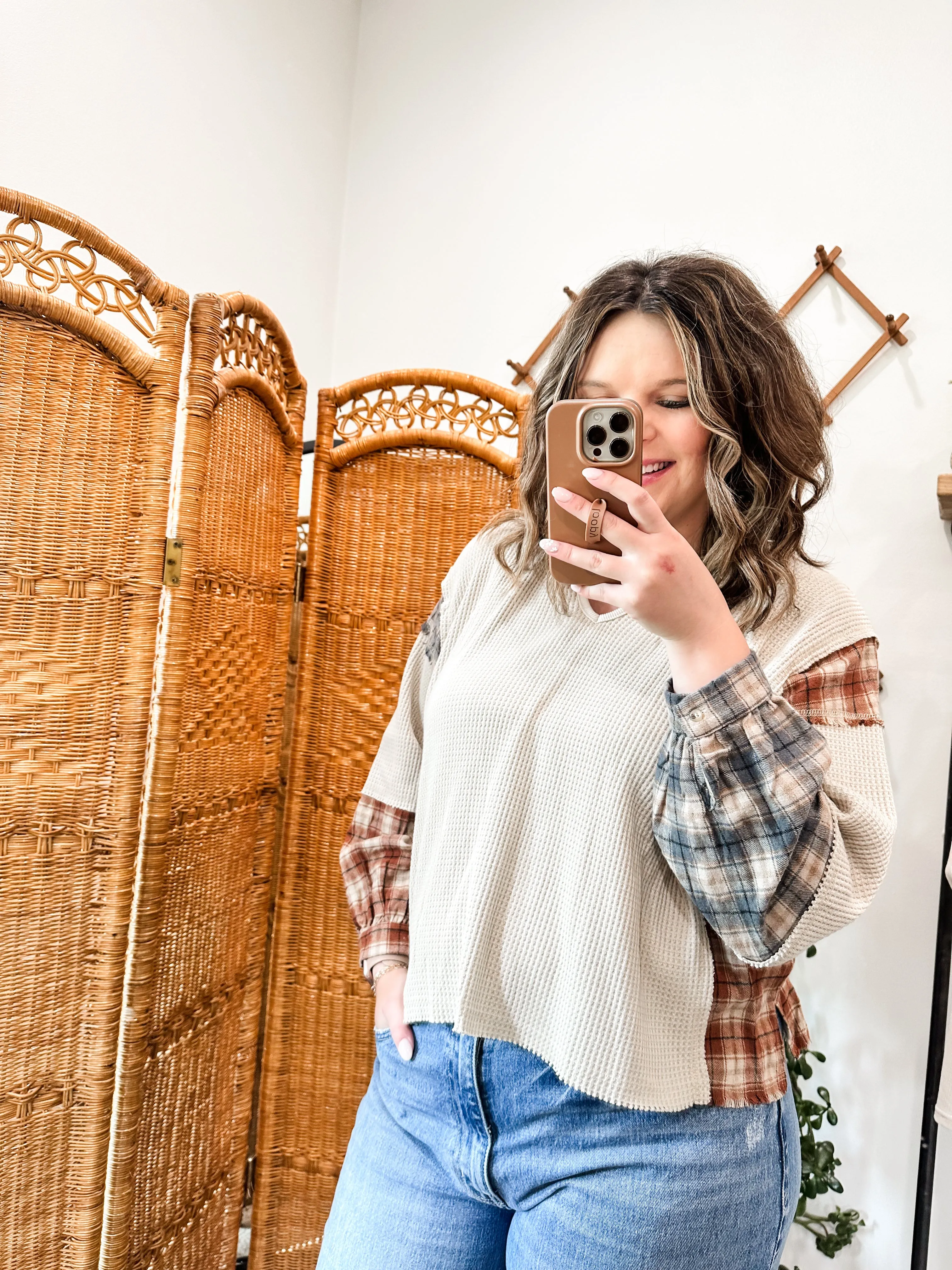 Thermal Plaid Top