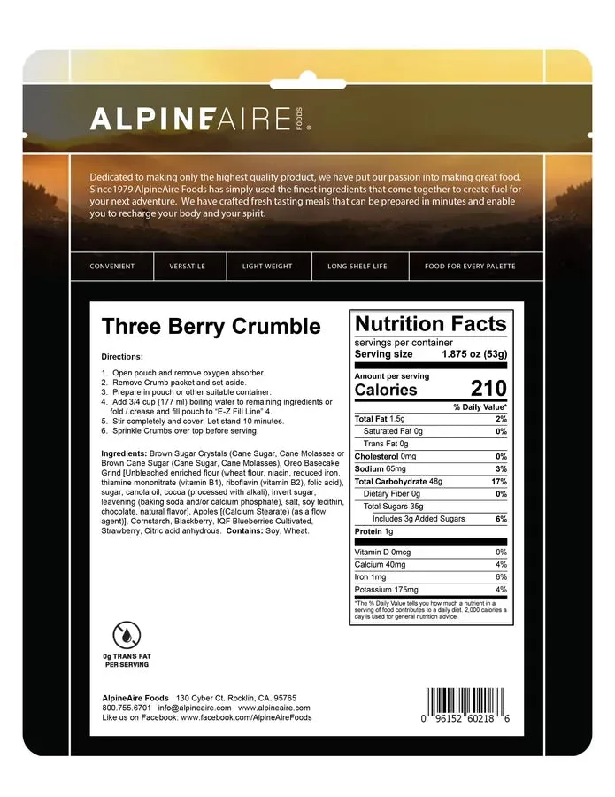 Three Berry Crumble (Vegetarian)