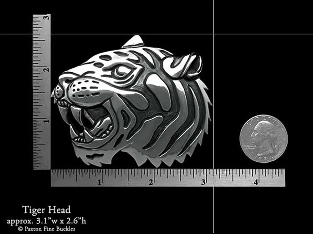 Tiger Head Belt Buckle Sterling Silver