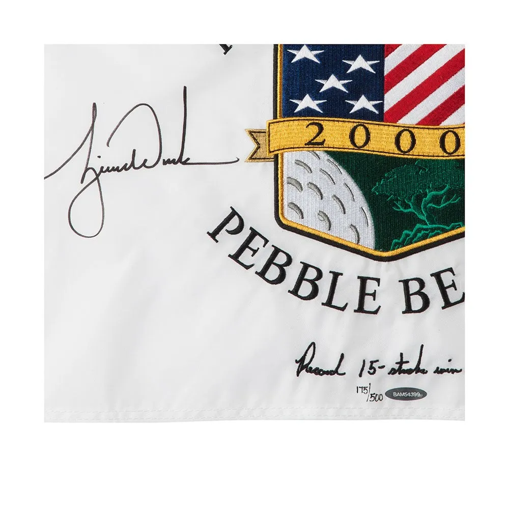 Tiger Woods Autographed & Embroidered 2000 U.S. Open Pin Flag