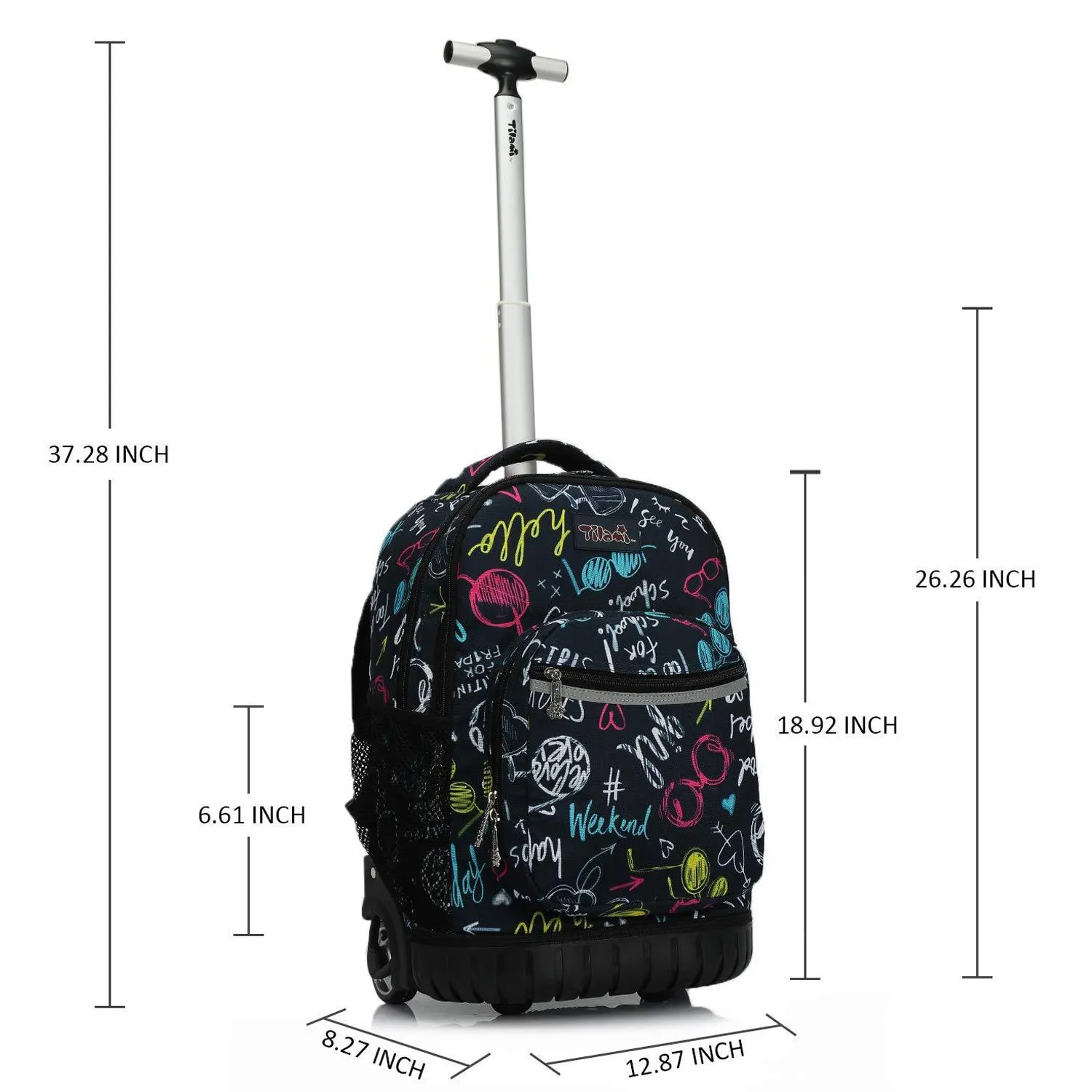 Tilami Navyblue Weekend Time 19 inch Kids Rolling Backpack Wheeled School Backpack