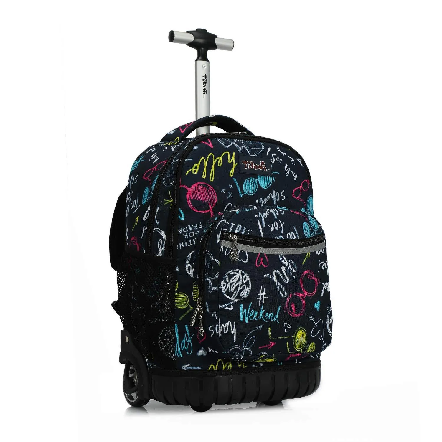 Tilami Navyblue Weekend Time 19 inch Kids Rolling Backpack Wheeled School Backpack