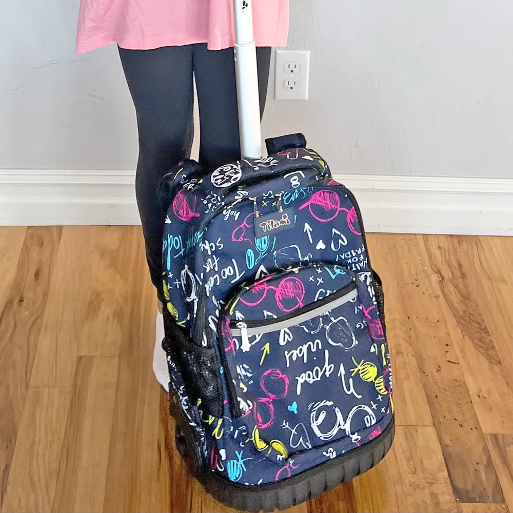 Tilami Navyblue Weekend Time 19 inch Kids Rolling Backpack Wheeled School Backpack