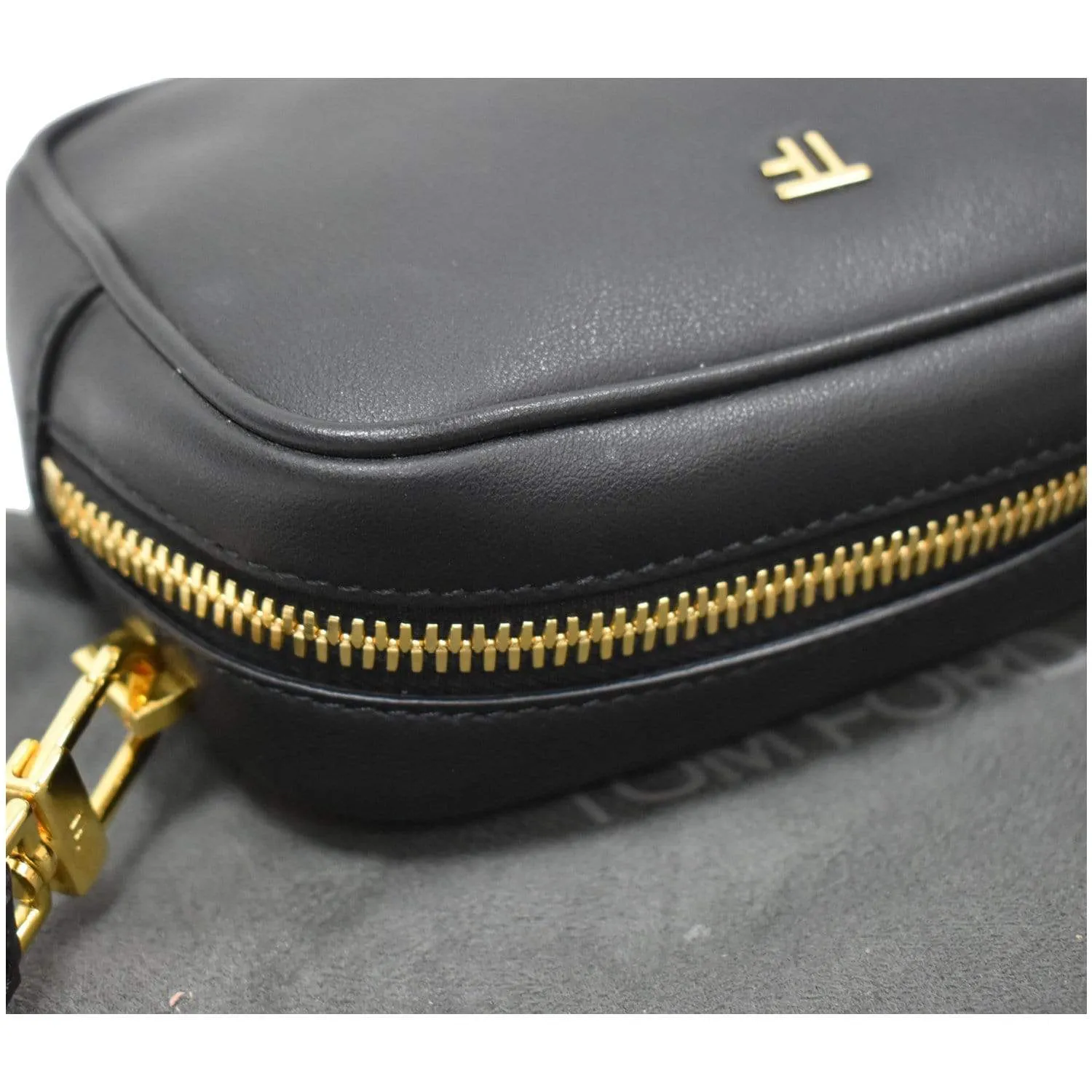 TOM FORD Leather Camera Crossbody Bag Black