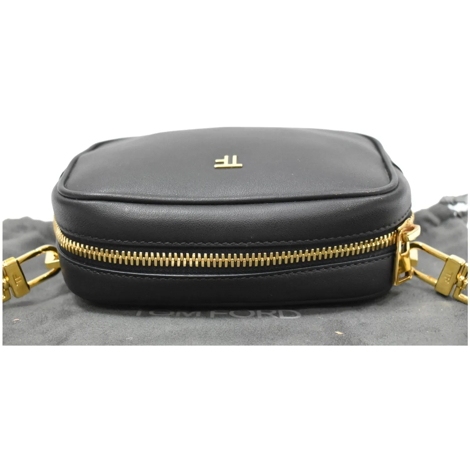 TOM FORD Leather Camera Crossbody Bag Black