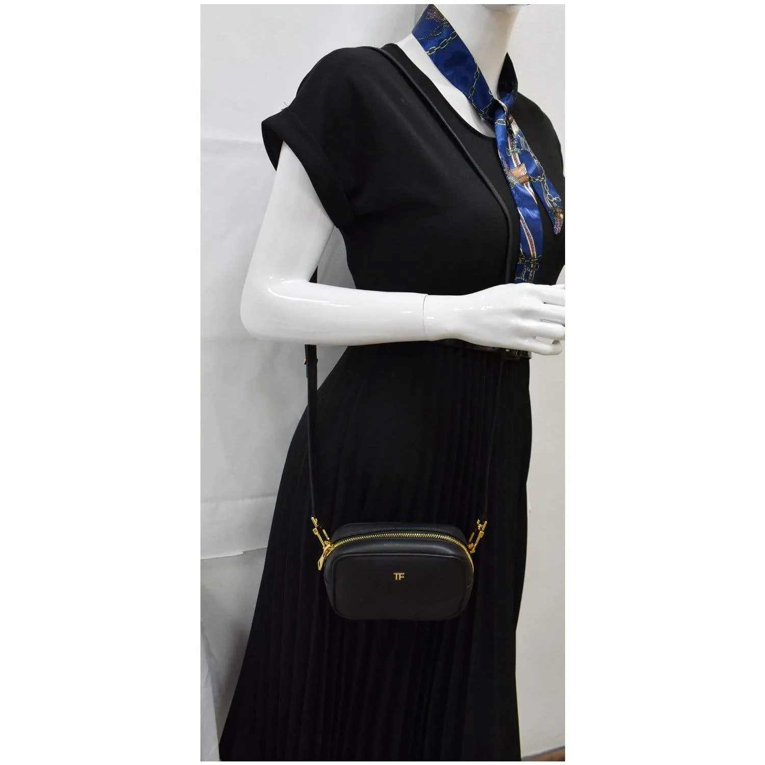 TOM FORD Leather Camera Crossbody Bag Black
