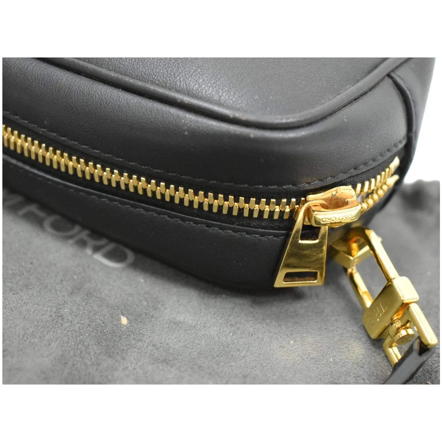 TOM FORD Leather Camera Crossbody Bag Black