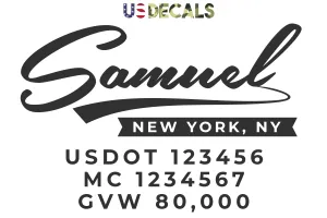 Transport Company Door Decal with Origin City, USDOT, MC & GVW Lettering Decal Sticker, 2 Pack
