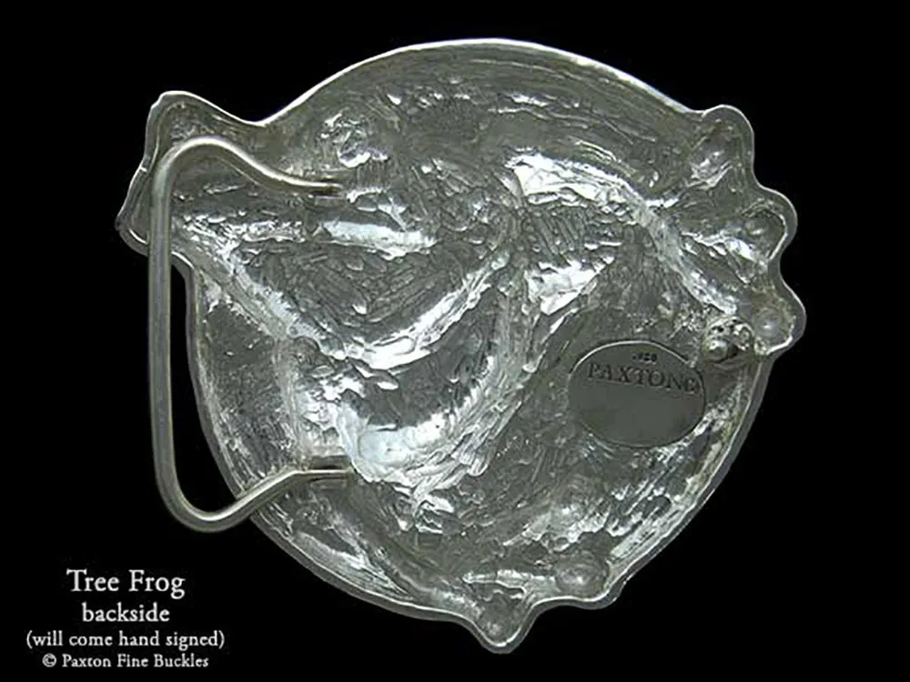 Tree Frog Belt Buckle Sterling Silver or Yellow Brass