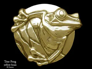 Tree Frog Belt Buckle Sterling Silver or Yellow Brass