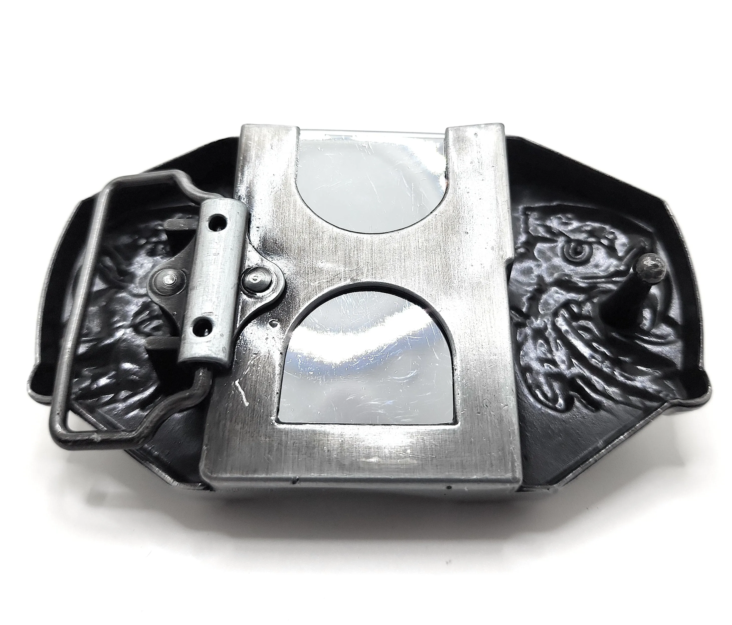Triple Eagles Silver Lighter Belt Buckle / Flip Style Lighter Holder Buckle
