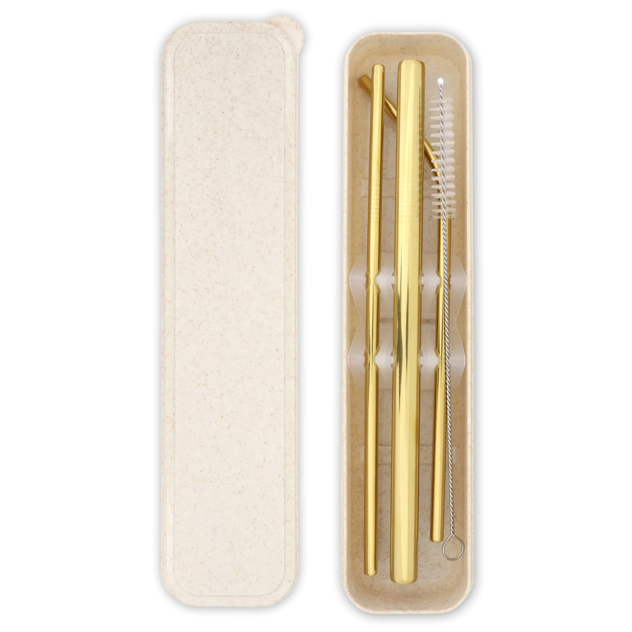 Triple Threat Stainless Steel Straws Box Set (Gold)