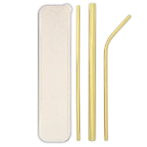 Triple Threat Stainless Steel Straws Box Set (Gold)