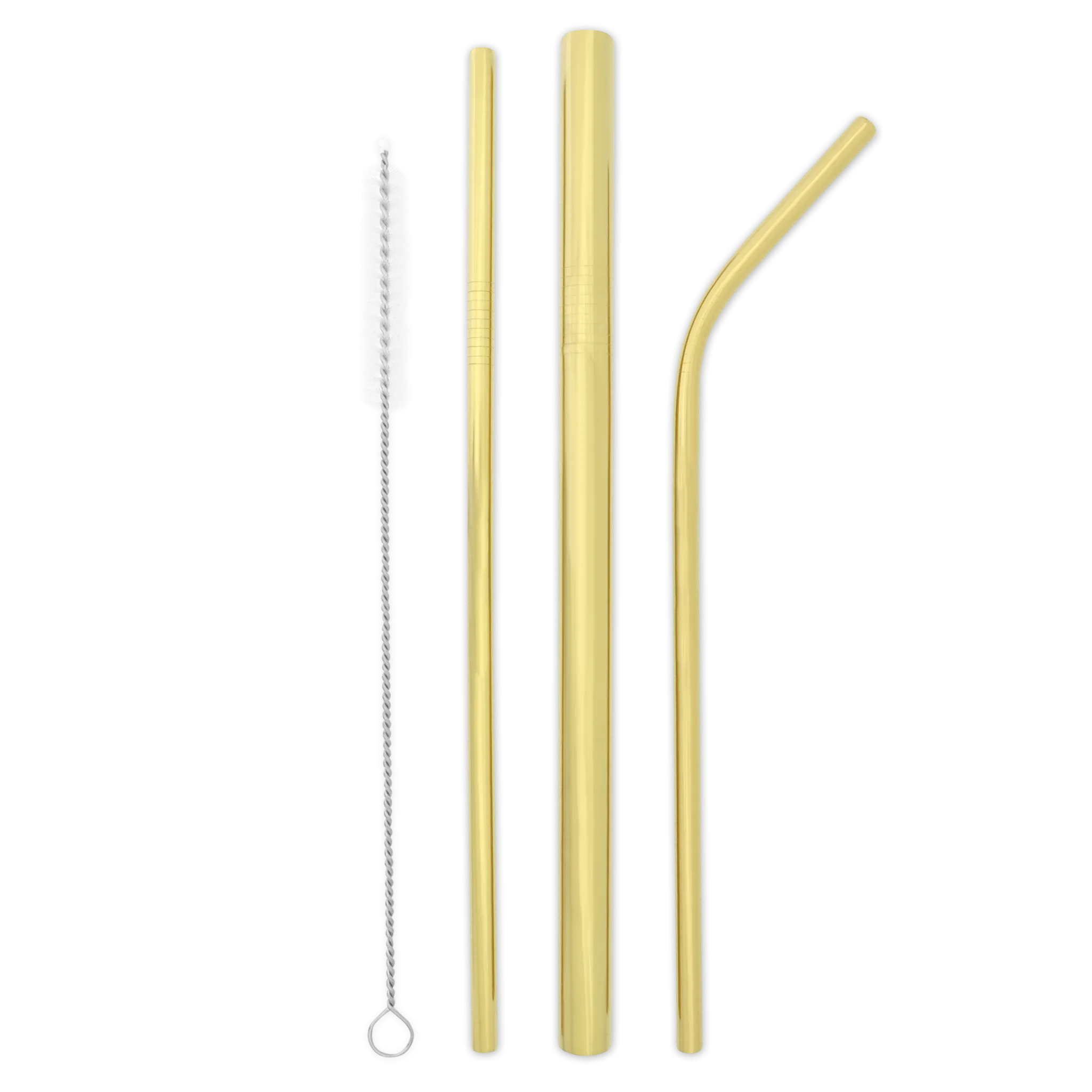 Triple Threat Stainless Steel Straws Box Set (Gold)