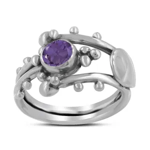Unique Amethyst Gemstone Designer Sterling Silver Ring