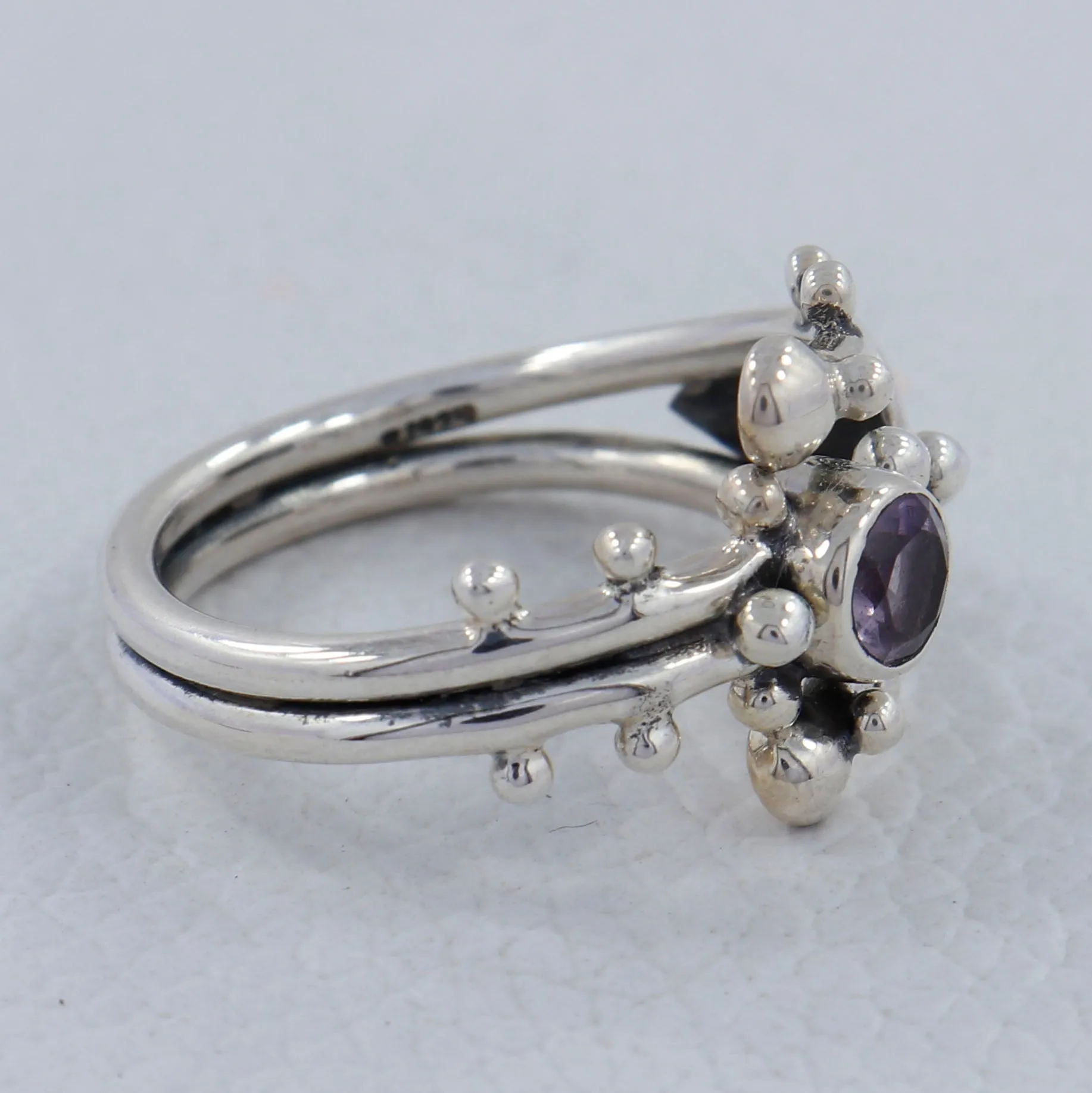 Unique Amethyst Gemstone Designer Sterling Silver Ring