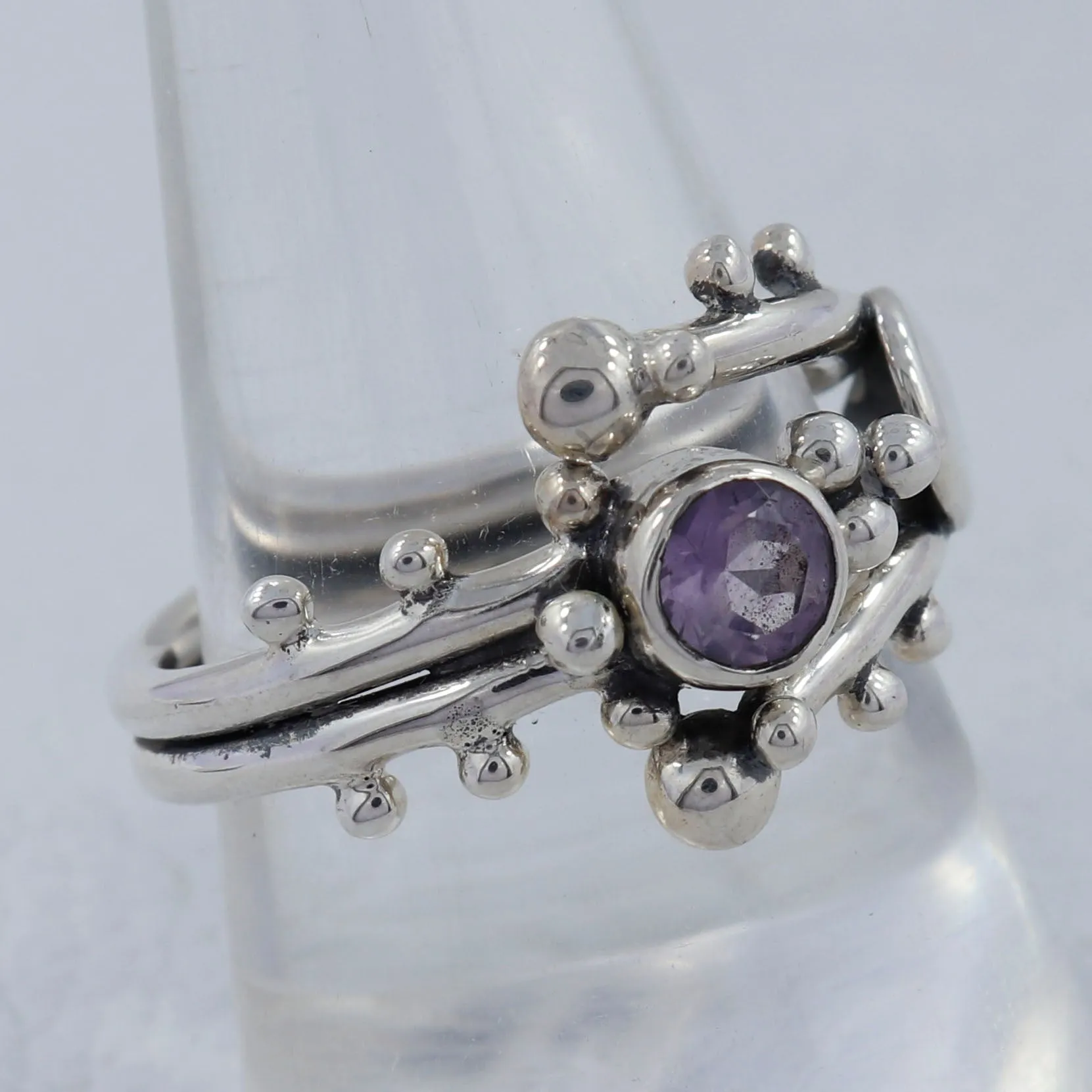 Unique Amethyst Gemstone Designer Sterling Silver Ring