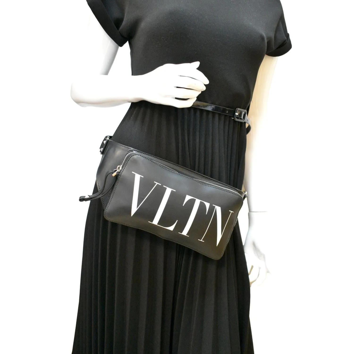 VALENTINO Garavani VLTN Calfskin Leather Belt Bag Black