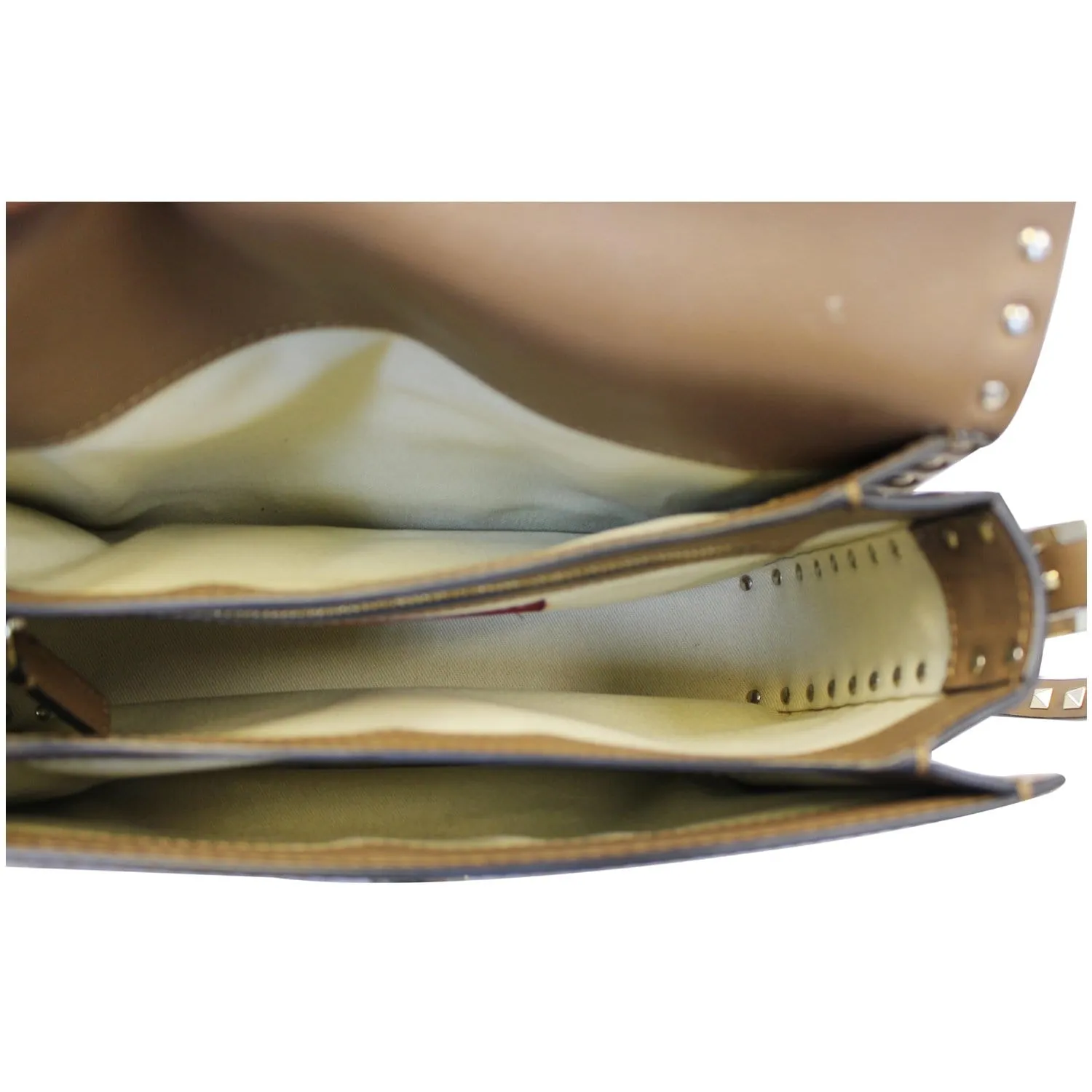 Valentino Rockstud Flap Leather Crossbody Bag Taupe