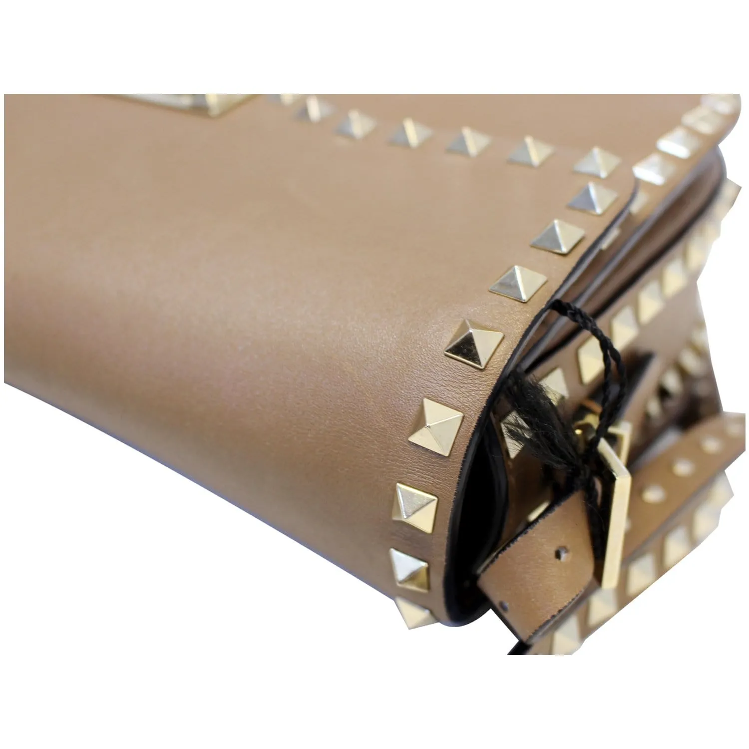 Valentino Rockstud Flap Leather Crossbody Bag Taupe