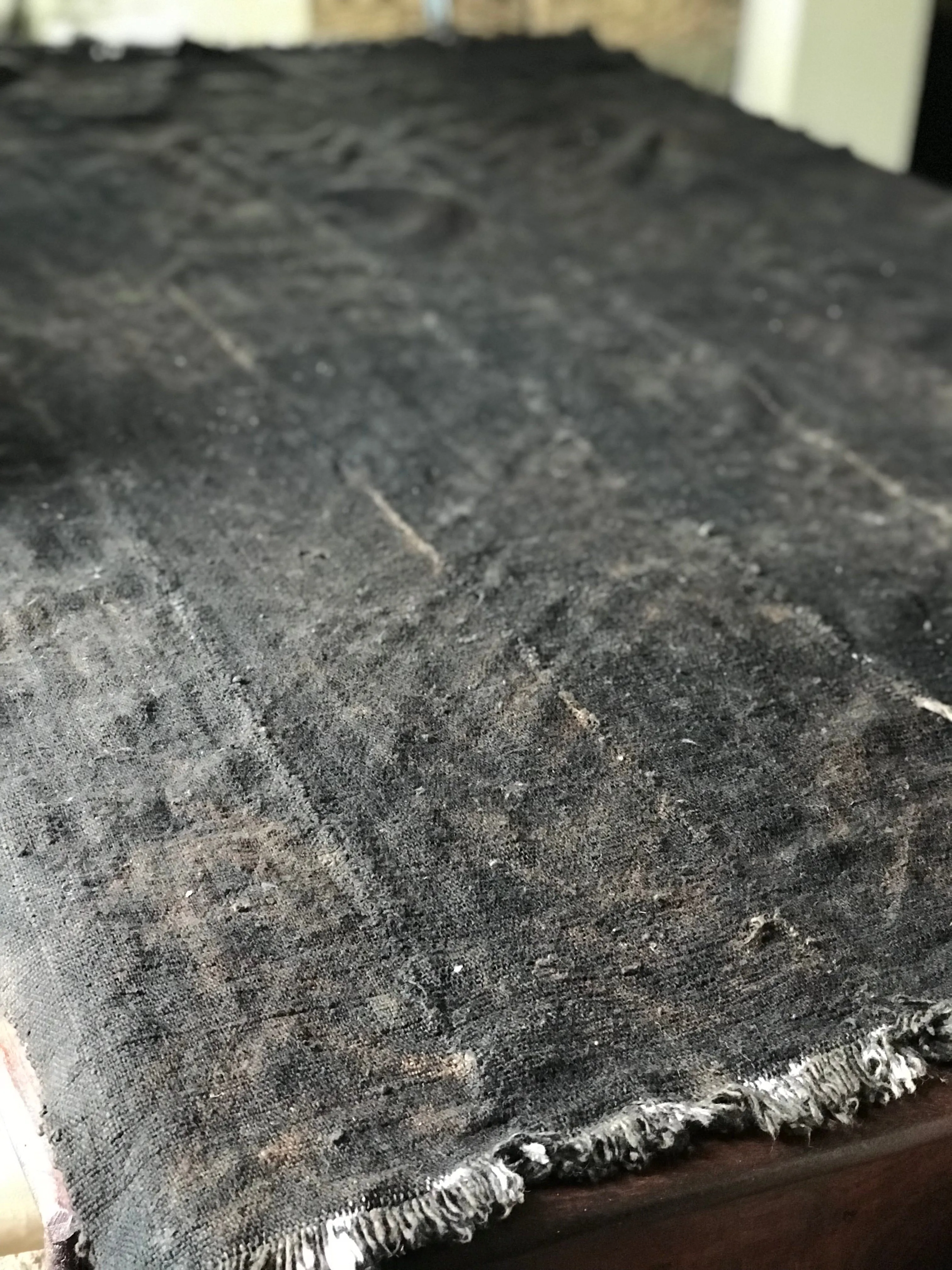 Vintage African Black Mudcloth with White chevrons