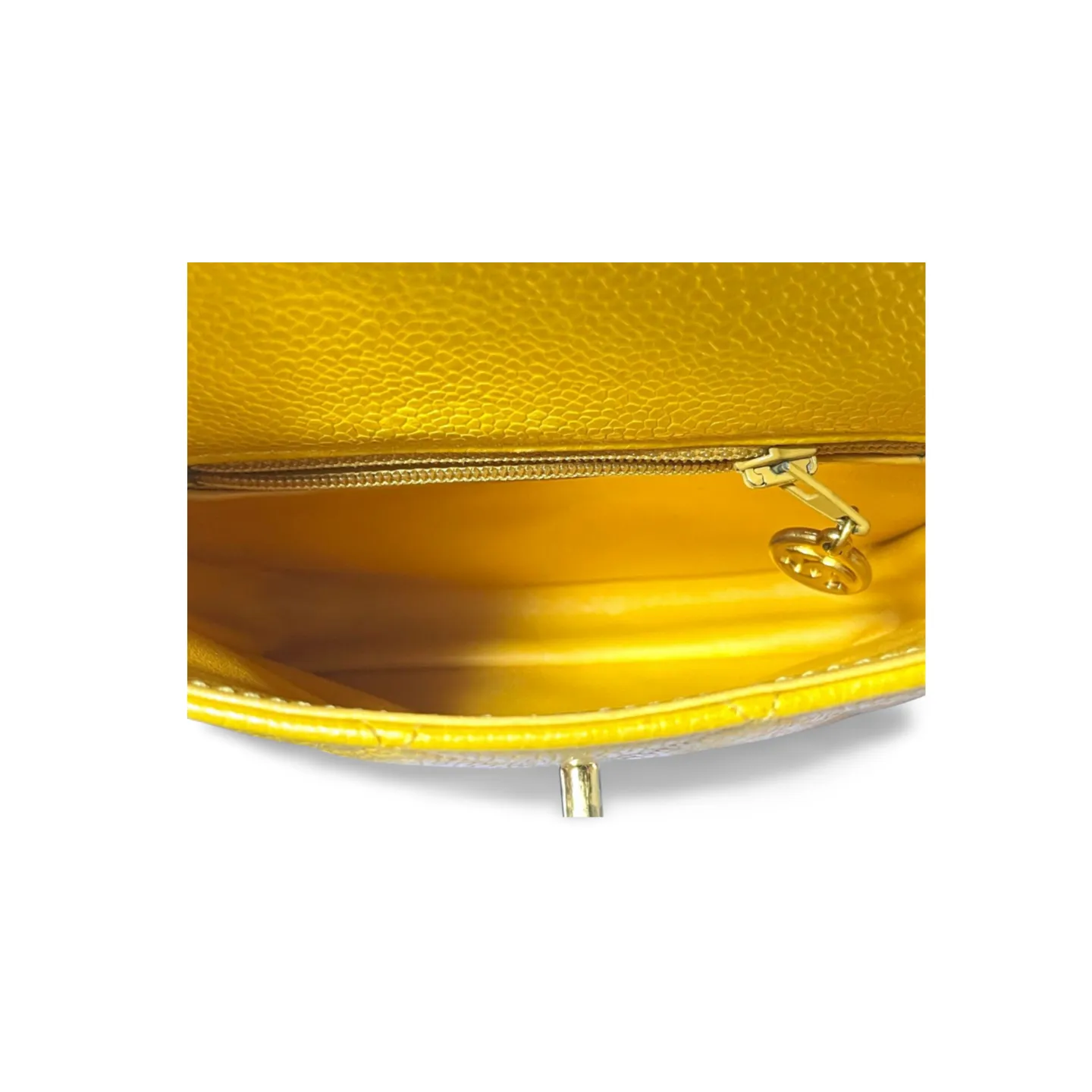 Vintage CHANEL 2.55 yellow caviar fanny pack, waist bag, belt bag and golden CC hock. Would fit waist 28”~ 32”(71-81.5cm). 070107ac1