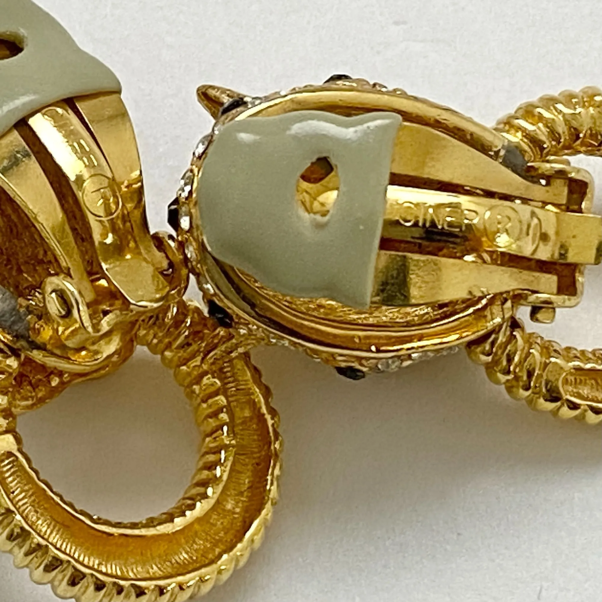 Vintage Ciner Leopard Door-knocker Rhinestone Earrings