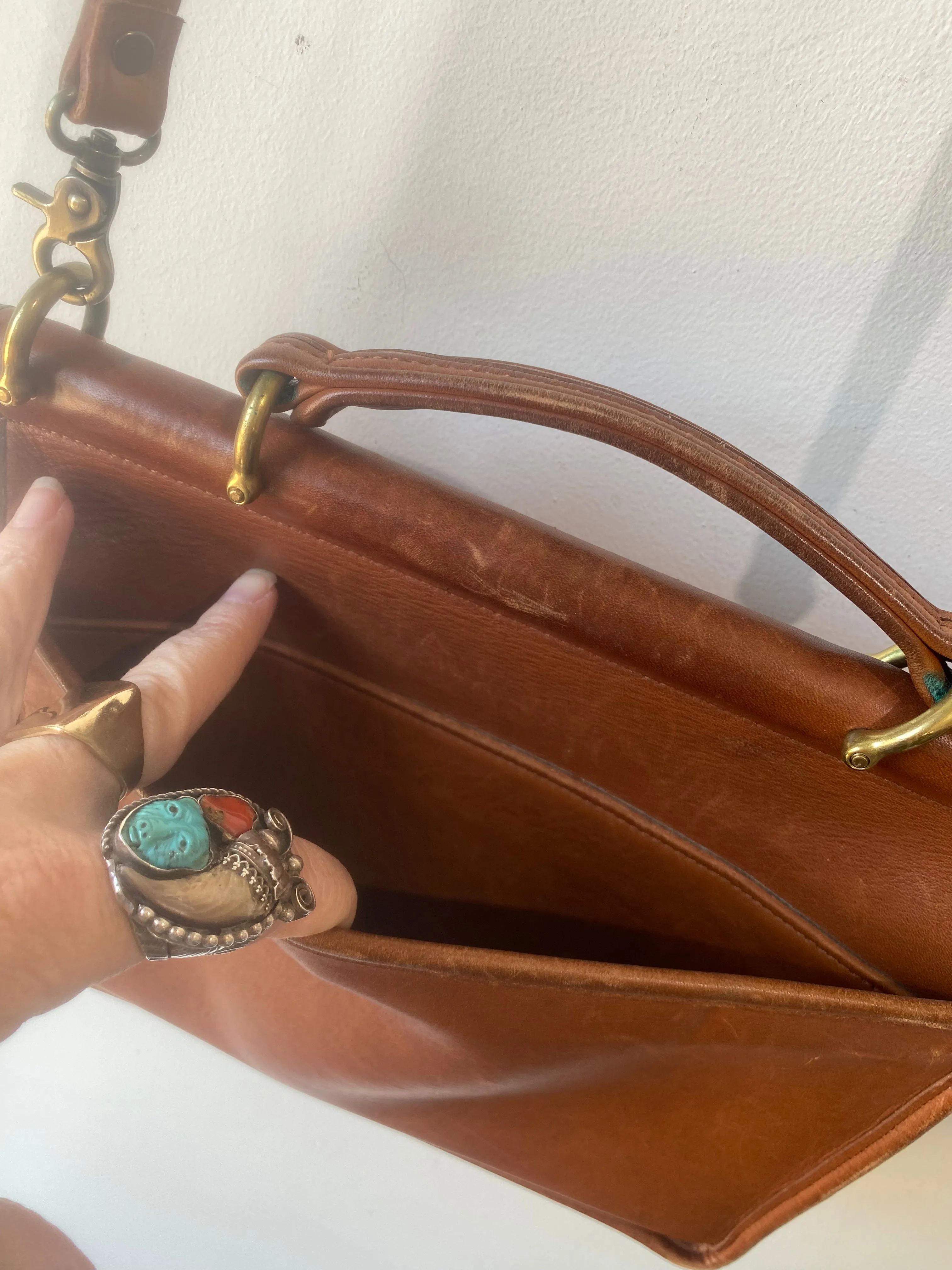 Vintage Coach Cognac Brown Satchel Bag