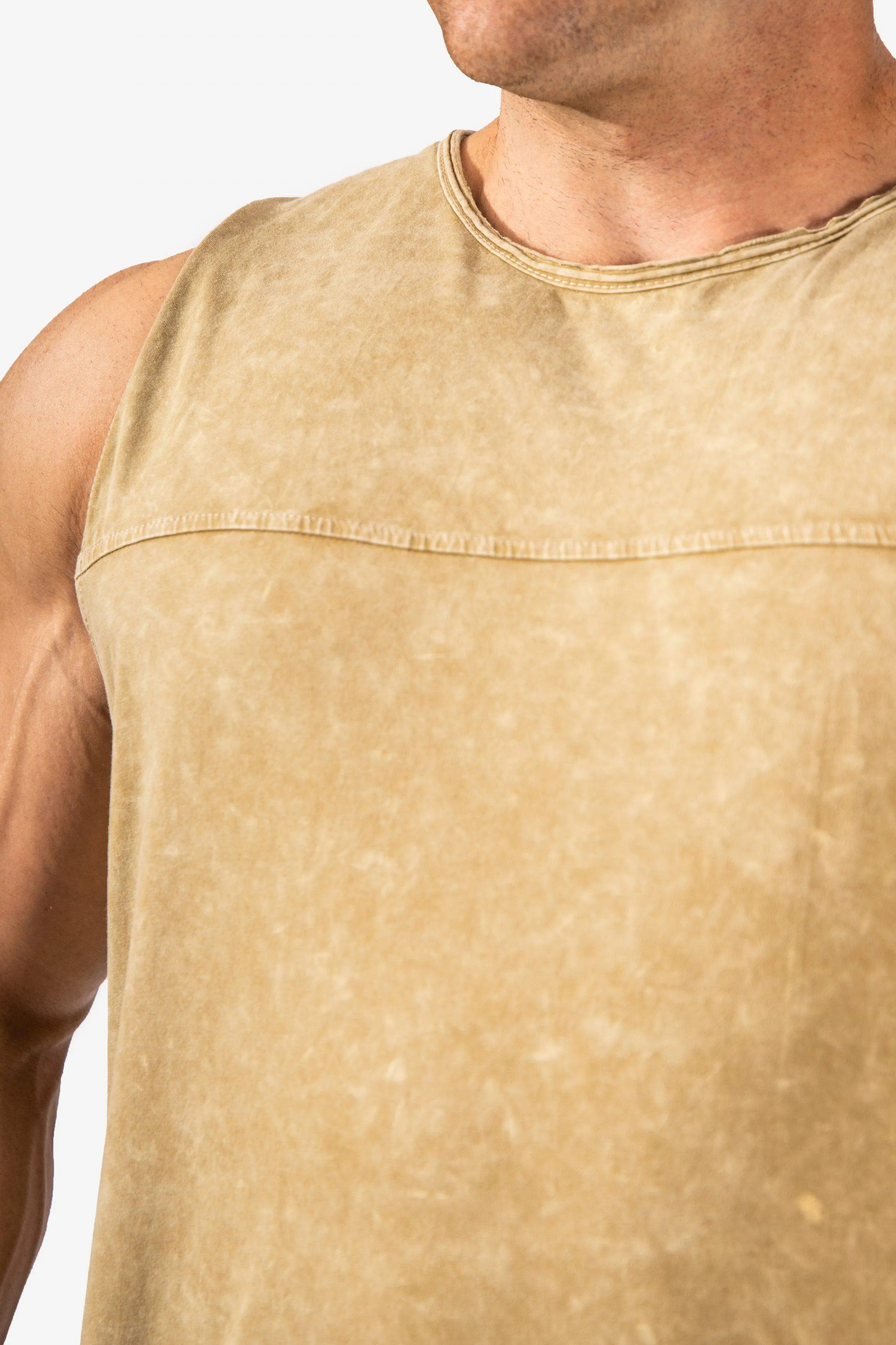Vintage Washed Muscle Tee - Brown