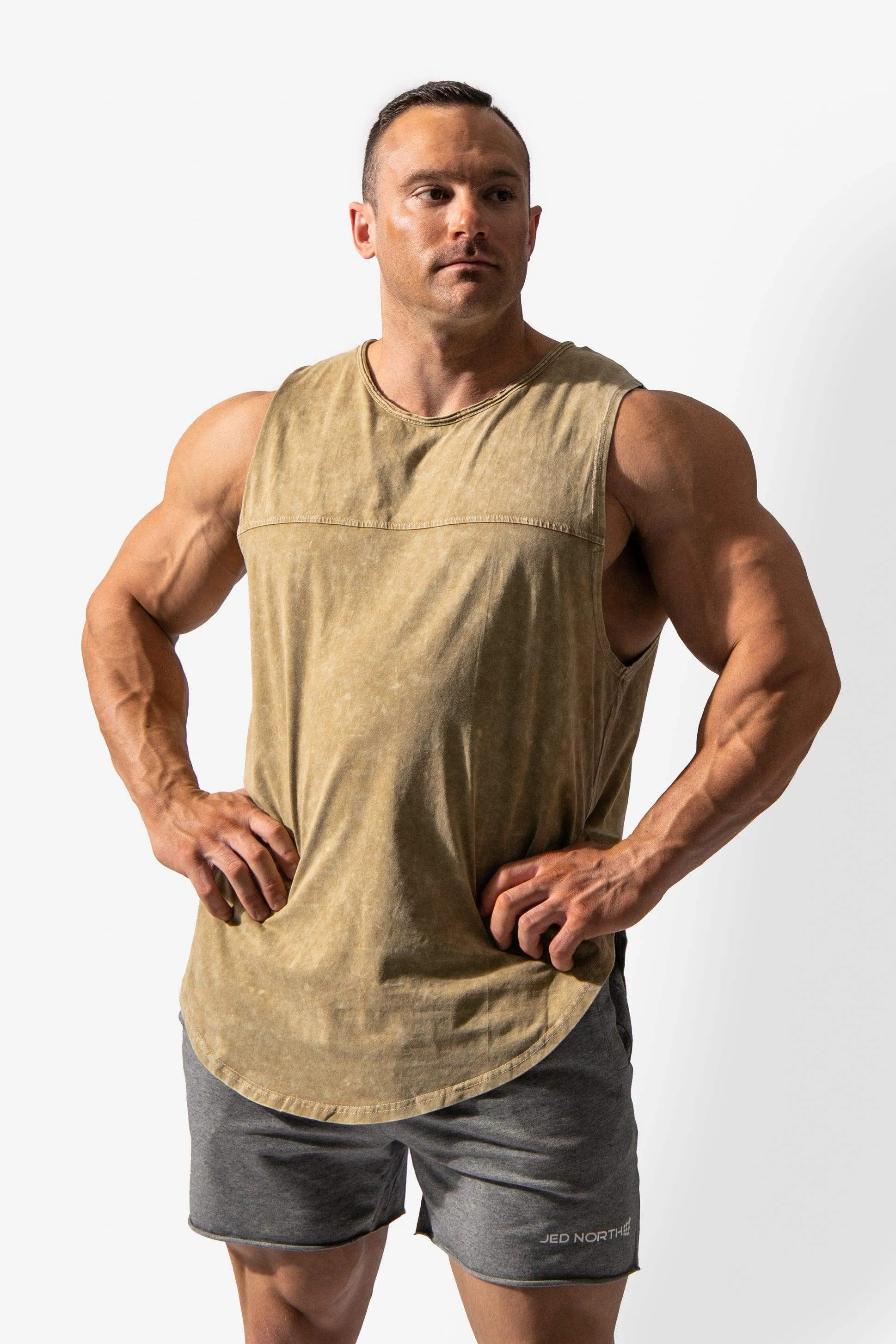 Vintage Washed Muscle Tee - Brown