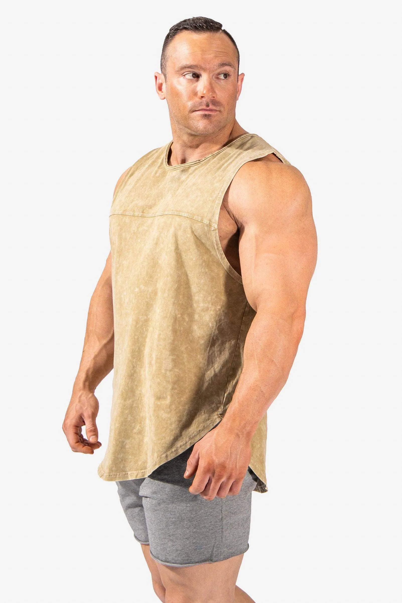 Vintage Washed Muscle Tee - Brown