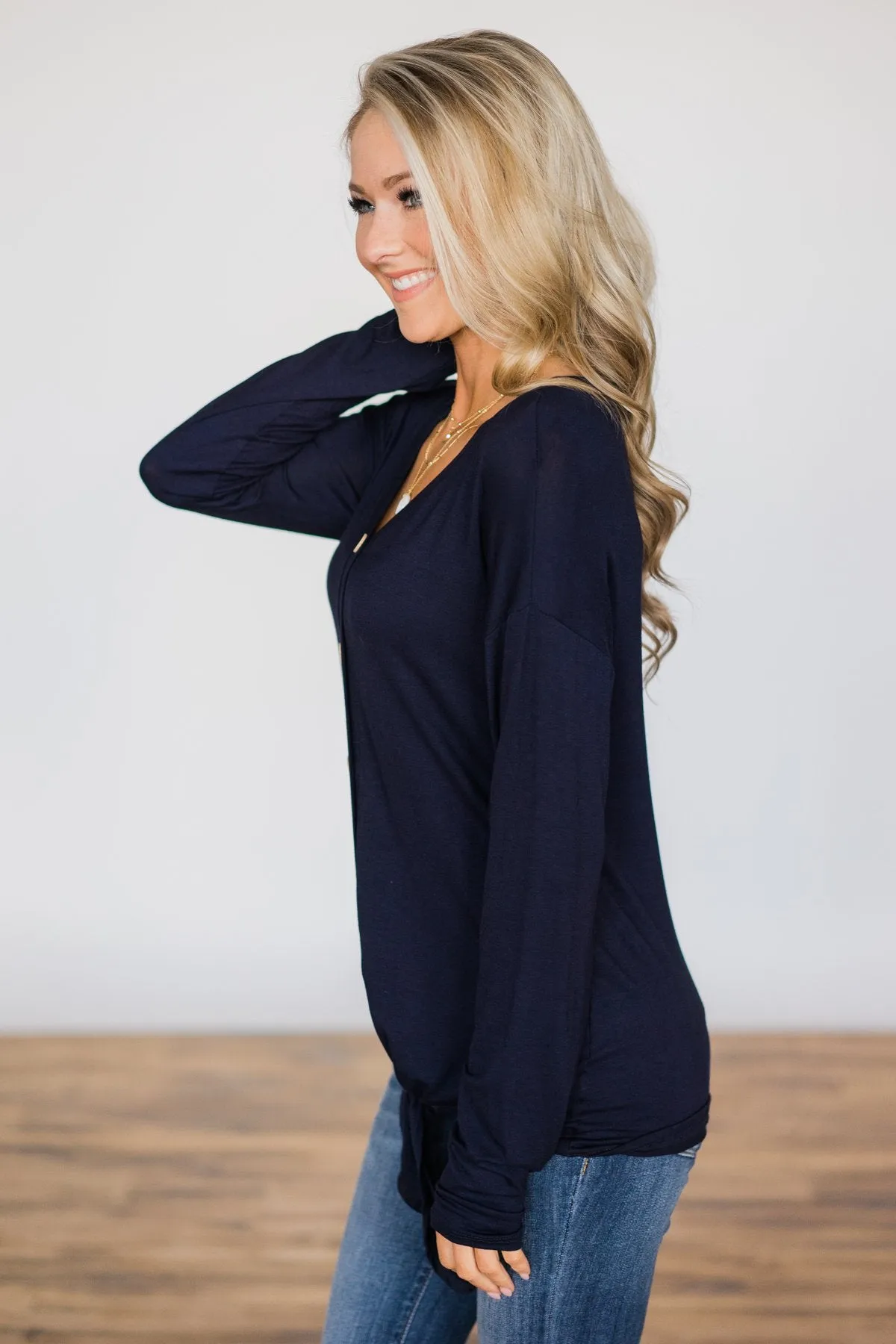 Weekend Comfort Navy Top