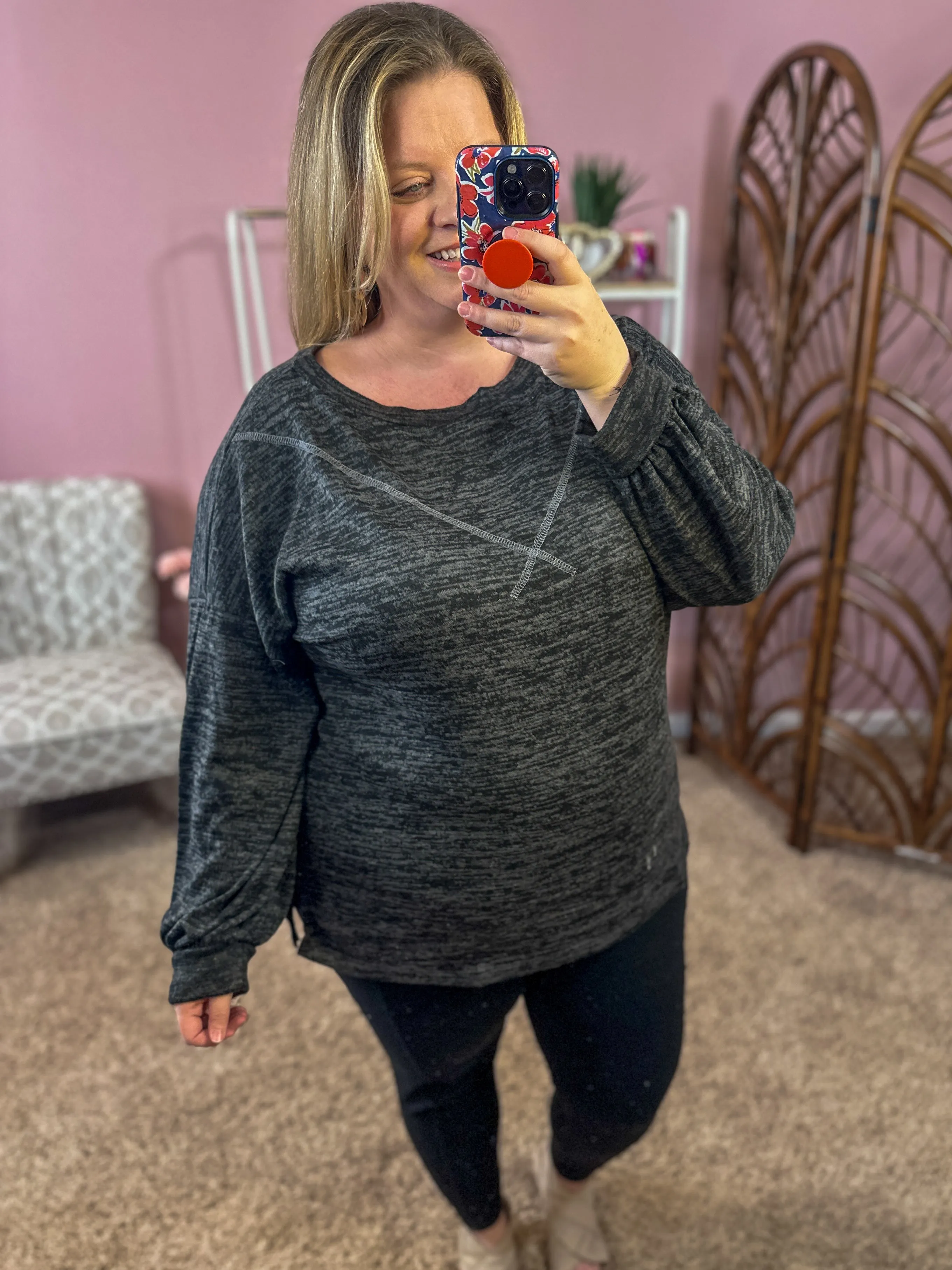 Weekend Perfection Top - Charcoal Black