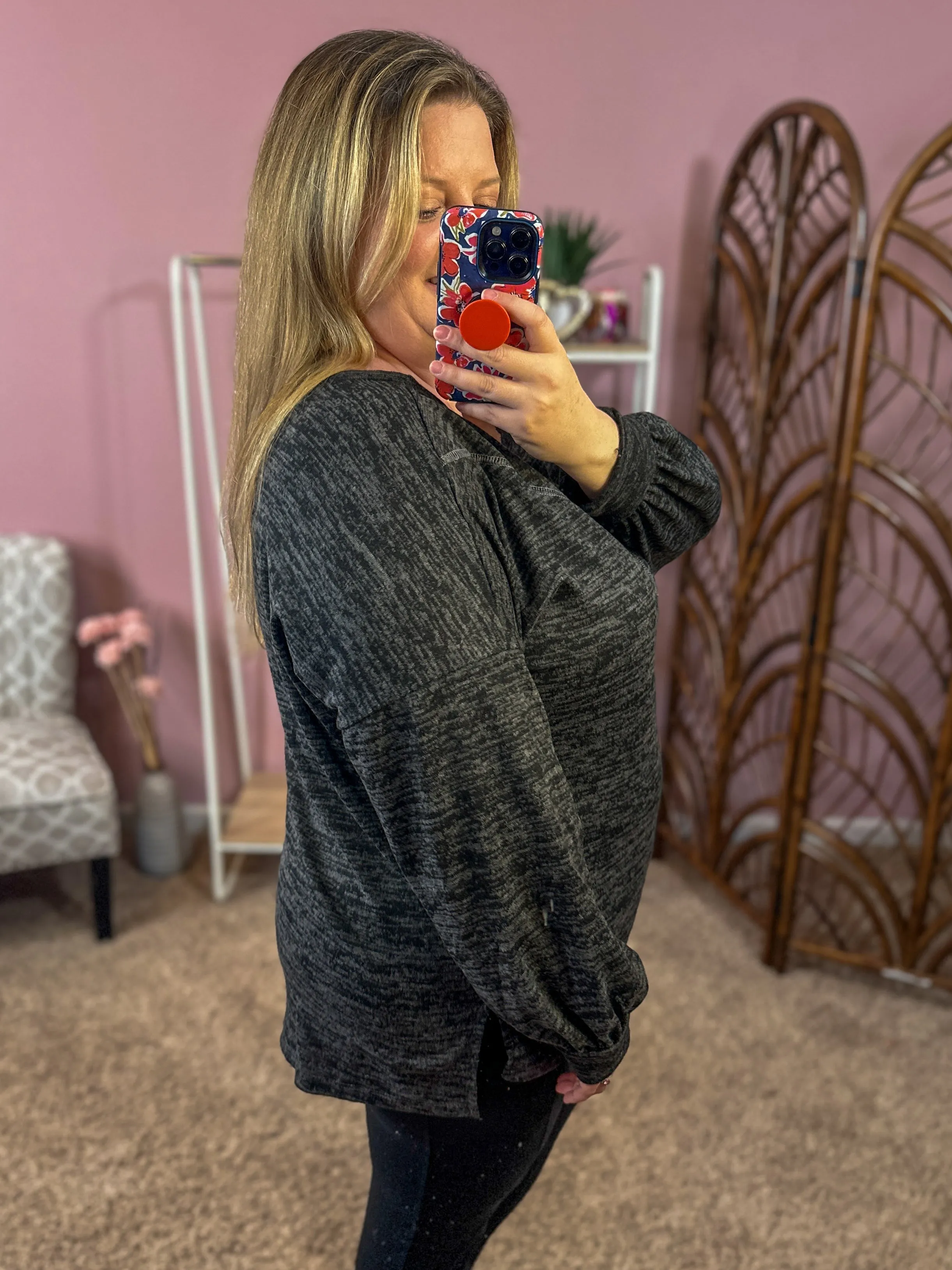 Weekend Perfection Top - Charcoal Black