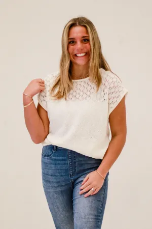 Whimsical Weekend Eyelet Yoke Sweater
