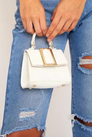White Gold Belt Buckle Detail Mini Bag - Reesa