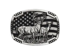 White Tailed Deer and Flag Buckle