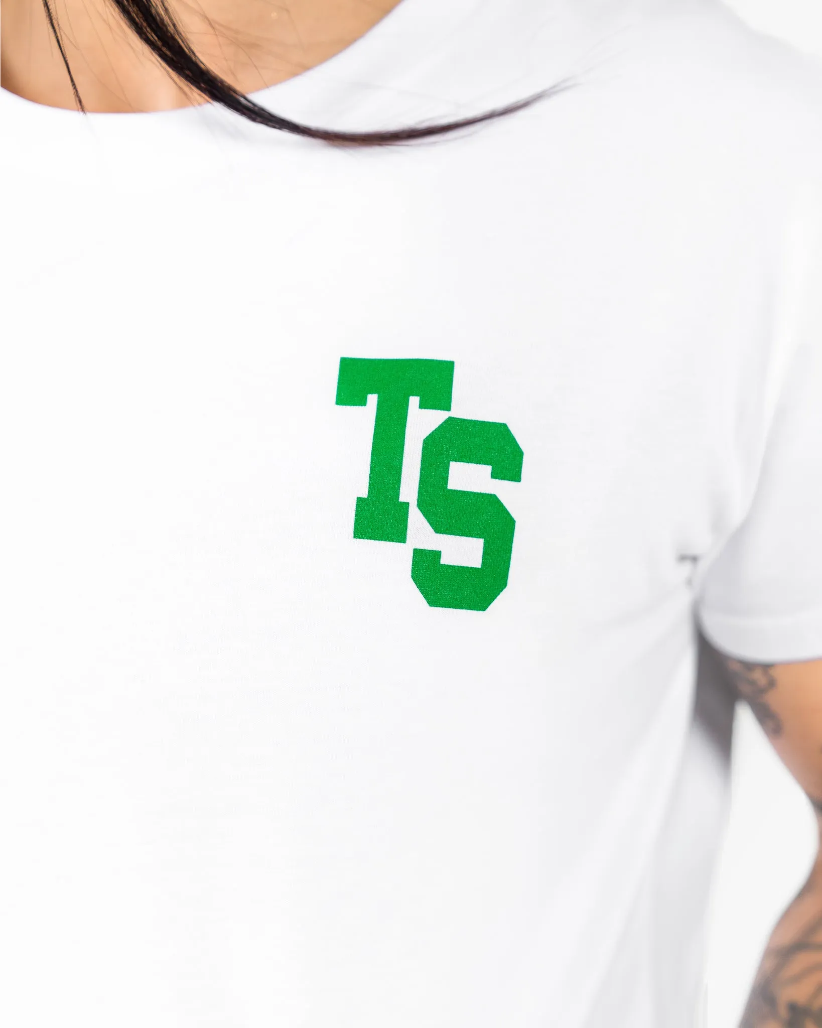 WKND Crop Tee - White w/ Green
