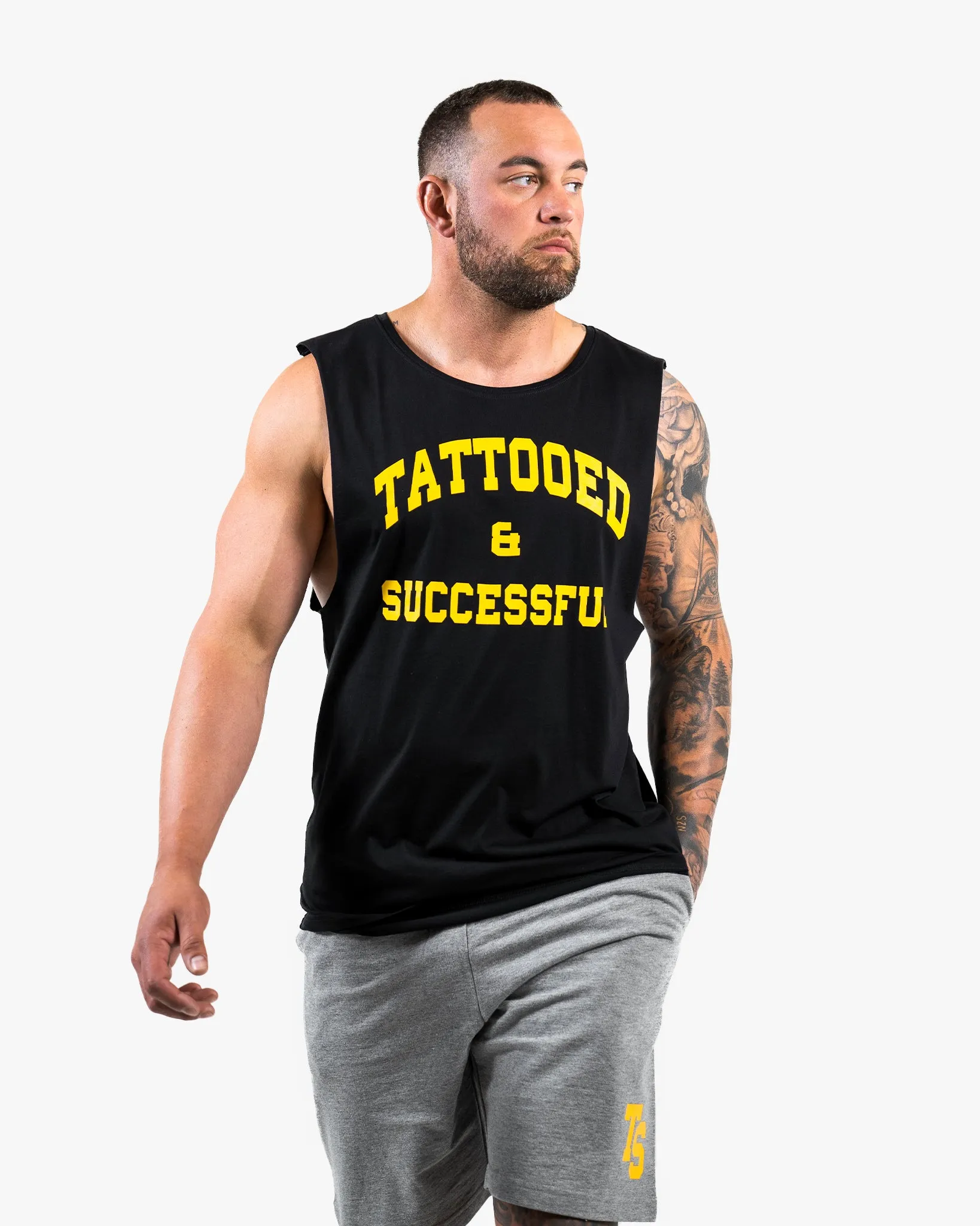 WKND Relaxed Tank - Black w/ Yellow